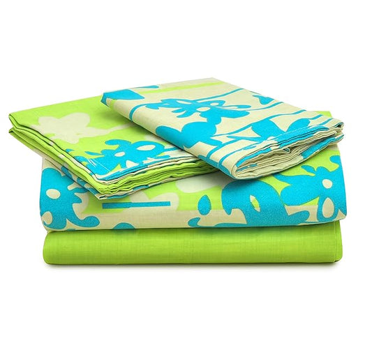 WSOKO 100% Cotton 400 TC Premium Super King Size Bedsheet for Double Bed (108 x 108 Inch) with 2 Pillow Covers Set (17 x 27 Inch) Designer Printed Bedsheet