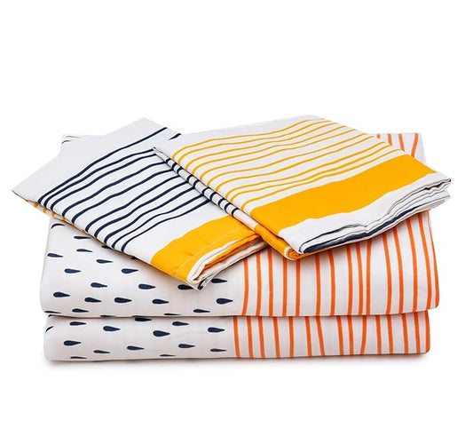 WSOKO 100% Cotton 400 TC Premium Super King Size Bedsheet for Double Bed (108 x 108 Inch) with 2 Pillow Covers Set (17 x 27 Inch) Designer Printed Bedsheet