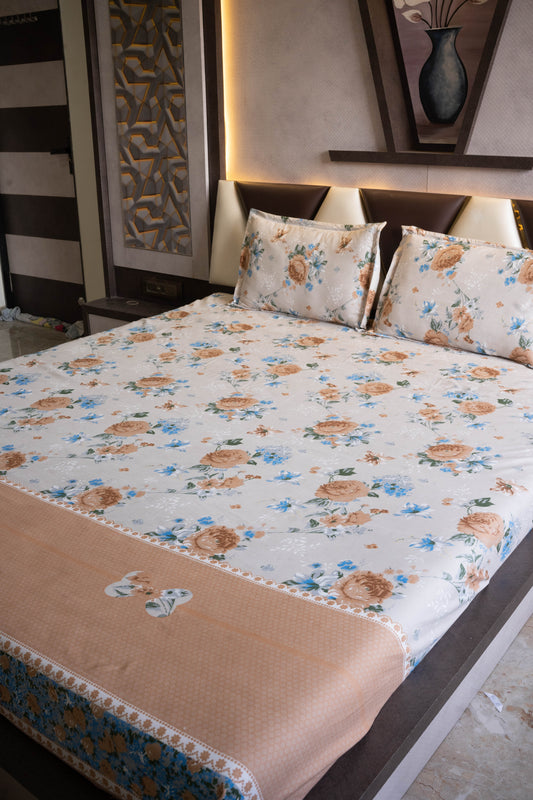 wsoko 300tc Soft Cotton Bedsheet for Double Bed, Size 90x100 inches with 2 Large Size Pillow Covers