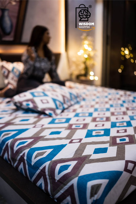 wsoko 400tc Cotton Super King Size Bedsheet for Double Bed, King Size 108 Inches X 108 Inches, 9 Feet, 275 X 275 cm with 2 Large Size Pillow Covers